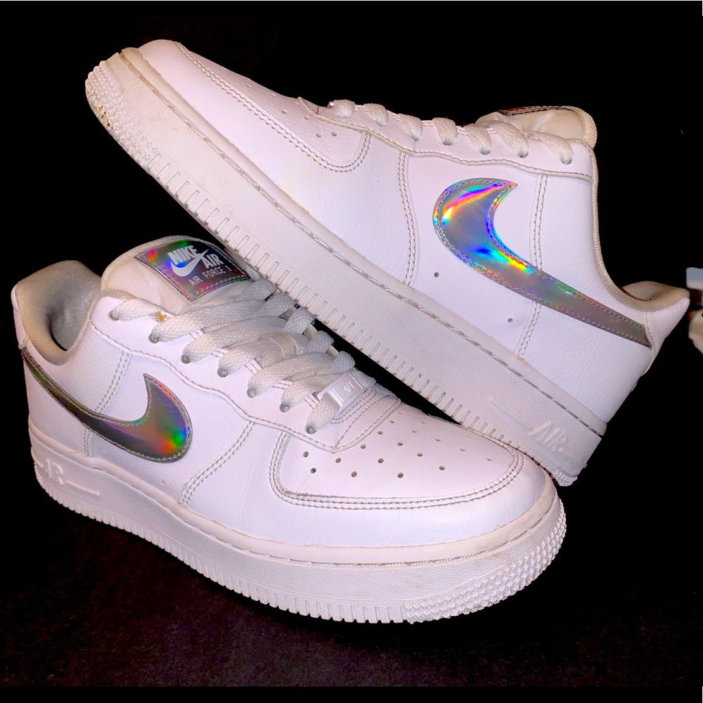 Nike Air Force 1 ‘07 Low Iridescent White. Sz 7